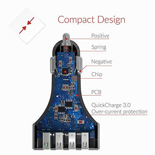 Crave Carhub 54W 4 Port Usb Car Charger, Qualcomm Quick Charge 3.0 - Black #TOP6