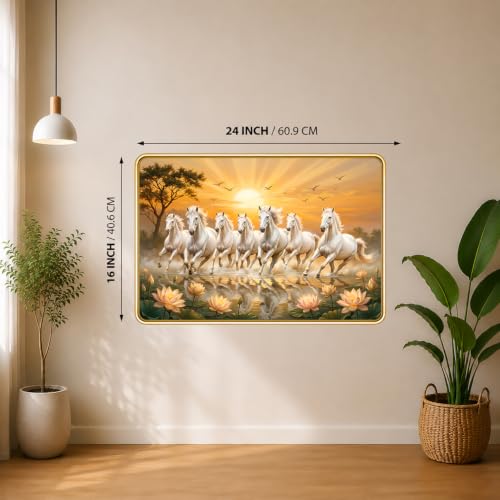 Image of 7 Running Horses Vastu Photo Frame, 16x24 Inch