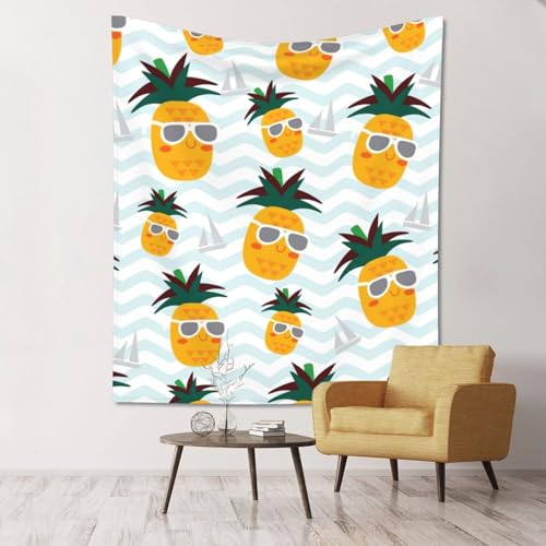 Tapisserie murale pour cacher un mur blanc sans percer avec motif ananas