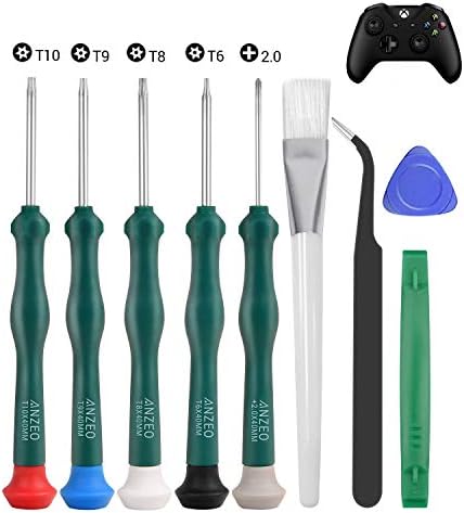 JAOYSTII T6 T8 T9 T10 Xbox One Screwdriver Set, 9 in 1 Torx Safety Screwdriver Restore Software Kits for Xbox One/Xbox 360/PS3/PS4/PS5 Controller, Together with Brush, Tweezers & Opening Pry Instruments