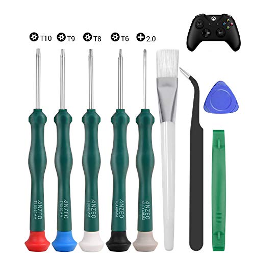 JAOYSTII T6 T8 T9 T10 Xbox One Screwdriver Set, 9 in 1 Torx Security Screwdriver Repair Tool Kits for Xbox One Xbox 360 PS3 PS4 PS5 Controller, Including Brush, Tweezers & Opening Pry Tools