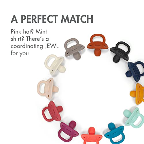 Image of Boon Jewl Silicone Orthodontic Pacifier - Baby Pacifier with Soothing Gem-Shaped Nipple - Comfortable Baby Pacifiers Natural Oral Muscular Development - Neutral - 2 Count - 3+ Months (Pack of 2)