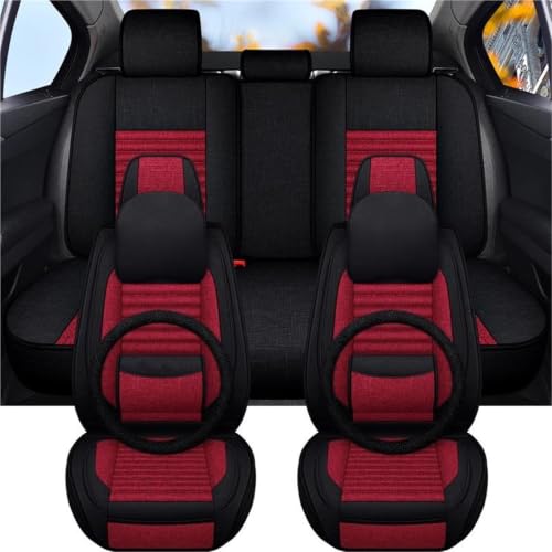 Housses de siège voiture universelles en lin rouge pour Kia Rio 4