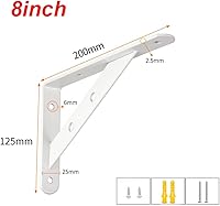 Vista 3 de Soportes para estantes de cocina 2X 0.098 in Fuerte Metálico Triangular Escuadras, Elegante Negro Blanco Soportes Estanterias Pared Pequeños 5.9