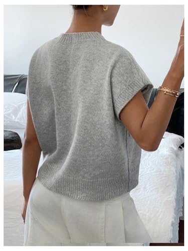 Image of SOLY HUX Women's Short Sleeve Sweater 3D Floral Sweaters Pullover Tank Tops Knit Vest Trendy Fashion Clothing