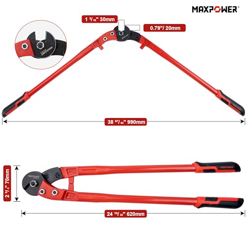 MAXPOWER Wire Cutters, 24-Inch Heavy Duty Wire Rope Cutter, Heavy Duty Strength Steel Cable Cutter for Hard Wire Ropes, Stainless Steel Wires by MAXPOWER - Image 3