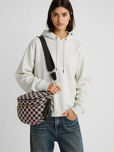Crossbody Bum Bags for Women, Spacious Nylon Checkered Black and White Handbags Wallets Oversized Slouchy Belt Bag3
