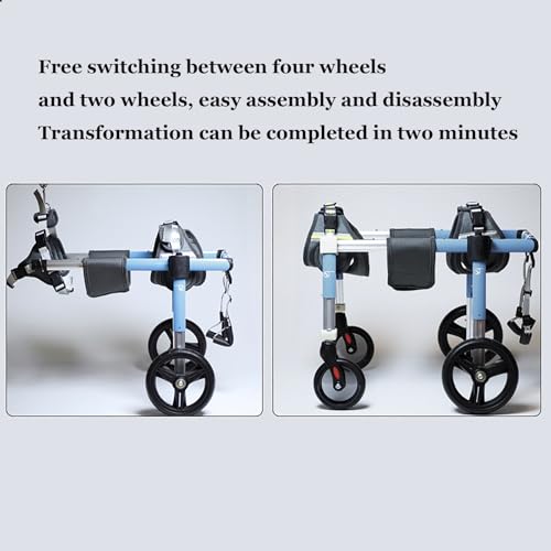 Silla de ruedas para perros con discapacidad: carrito ajustable de 4 ruedas 6