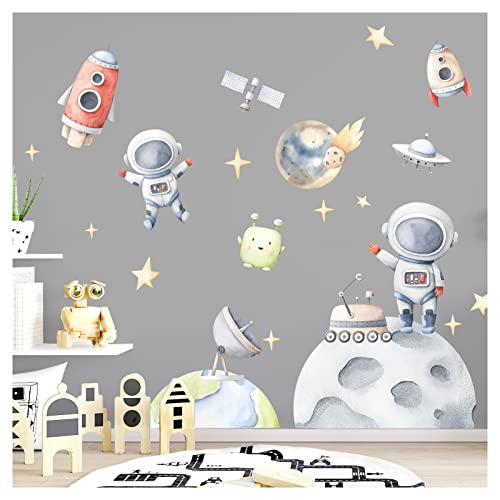 Little Deco Wandsticker Weltall Planeten Weltraum Astronaut Wandtattoo Sterne Baby Kinderzimmer Deko DL834-2