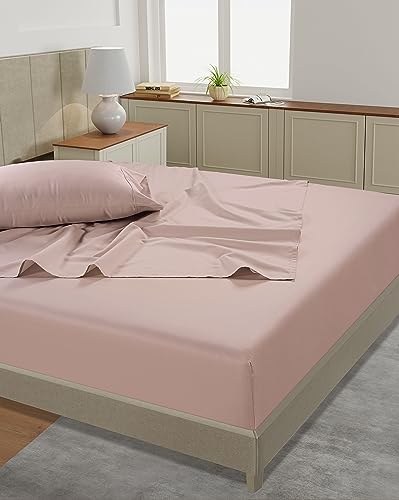 Image of LANE LINEN King Size Bed Sheets - 450 Thread Count Long-Staple 100% Cotton, Ultra Soft & Breathable Sheets for Hotel Quality Luxury, Durable Sheets for Everyday Use, 15 inch Deep Pocket - Sepia Rose