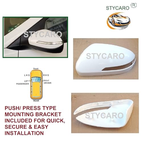 Image of (LEFT PASSENGE SIDE) ORVM Side Mirror Cover Skull Cap (INDICATOR CUT TYPE) for Hyundai i20 Elite /Active 2015-2019 | UNPAINTED Mirror Housing Cover | Replacement Accessories for Car Exterior