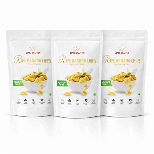 Image of SPICELORD Ripe Banana Chips Pack of 3 (3 x 100 g) | Vacuum Fried | Gluten Free | Cholesterol Free | Rich in Potassium | 100% Natural (300 gram)