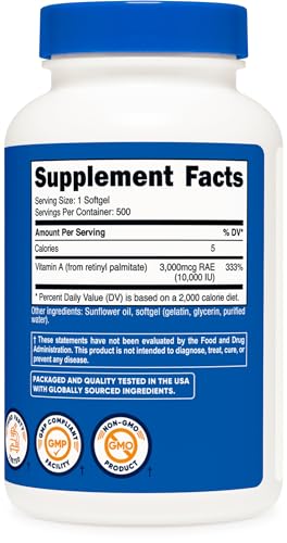 Nutricost ZL08084 Vitamin A 10,000 Iu, 500 Softgel Capsules thumb #4