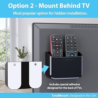 TotalMount Universal Remote Control Holder Attaches to Wall or Back of TV Compatible with All TV Remotes (Premium Black, Large Two Pack)