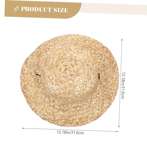 Adjustable Boys and Girls Straw Hat Beach Decor Woven Sun Protection Hat for Boys Beige2