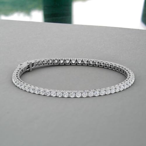 Image of 2 to 7 Carat Natural Diamond Tennis Bracelet for Women in 14K Gold (7 Inch) - IGI Certified (I1-I2 Clarity)