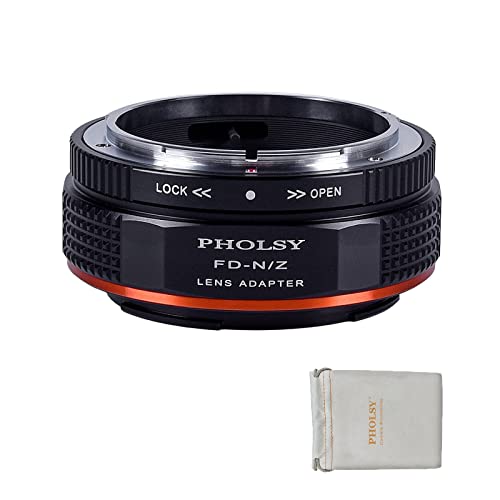 Image of PHOLSY Lens Mount Adapter with Aperture Lever Compatible with Canon FD FL Lens to Nikon Z Mount Camera Body Compatible with Nikon Z fc, Z30, Z9, Z8, Z6 II, Z7 II, Z6, Z7, Z5, Z50