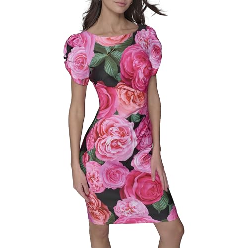 Image of KARL LAGERFELD Short Ruched Sleeve Jewel Neck Sheath Mini Dress