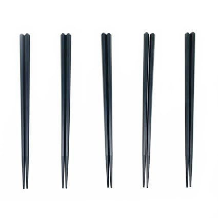 5 Pairs Fiberglass Reusable Chopsticks, Non-Slip, Dishwasher Safe,5 Pairs Gift Set (Black)