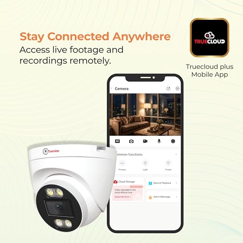 Image of Trueview 3MP 4G Dome Security Camera | All Time Color Night Vision | 4G SIM Support | Human Detection | Two Way Audio | Supports Upto 256GB Memory Card | STQC Approved