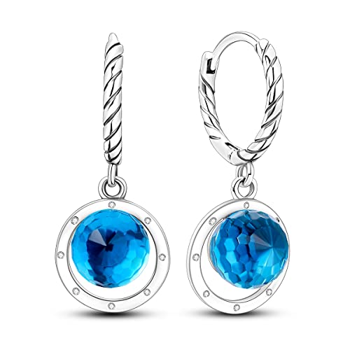 Hapour 925 Sterling Silber Tropfenohrringe für Damen silberne Ohrhänger mit meerblauer Kristallkugel „Forever Love“ hypoallergener Ohrring für empfindliche Ohren│Geburtstagsgeschenk Hapour 925 Sterling Silber Tropfenohrringe für Damen silberne Ohrhänger mit meerblauer Kristallkugel „Forever Love“ hypoallergener Ohrring für empfindliche Ohren│Geburtstagsgeschenk