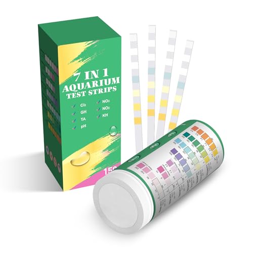 Joygain Aquarium Water Test Kit 150 Strips: 7 IN 1 Aquarium Test Kits for Aquarium Fish Tank Pond Water - Aquarium Test Strips with Nitrate Nitrite, Chlorine, Total alkalinity, GH, KH, pH