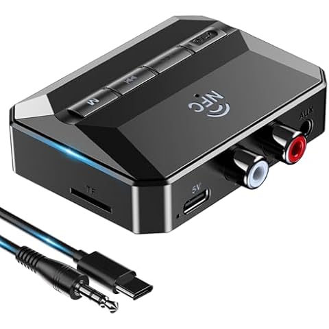 KAIY Bluetooth Receiver for Home Stereo, Bluetooth to RCA Adapter with NFC-Enabled, 3.5mm Audio Adapter Support USB Flash Drive/TF Card, Wireless Audio Receivers for HiFi Music Stereo System Cover
