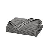 BOLL & BRANCH Waffle Bed Blanket - Full/Queen, Stone - Luxury 100% Organic Cotton - Soft, Lightweight and Breathable - Textured Waffle Weave Design
