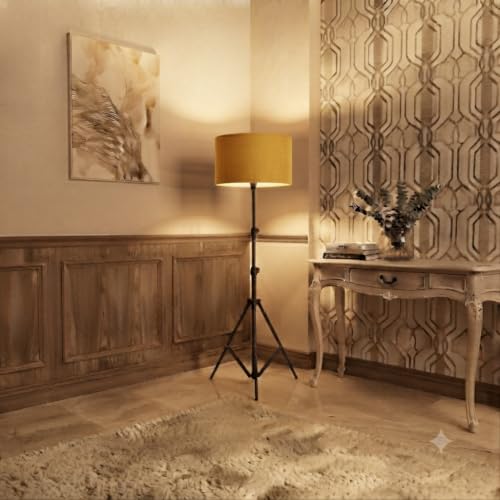 Image of THE GRANDEUR Floor Lamp for Living Room Decoration, Decorative Metal Floor Lamp Standing Home Decoration Floor Jute Lamp Shade Reading for Bedroom, Office, Home Decor, Kitchen
