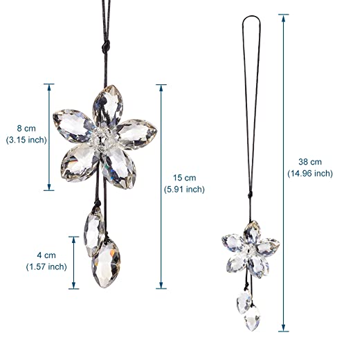 AuMoHall Crystal Flower Rear View Mirror Pendant Hanging Ornament Lucky Car Accessories, Gray