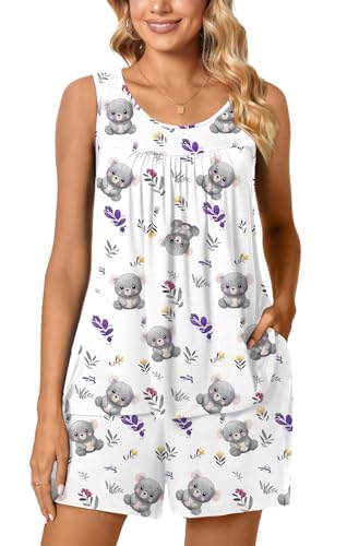 Image of POPYOUNG Pajama Set for Women Summer 2 Piece Lounge Shorts Sets Sleepwear