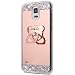 Produktbild kompatibel mit Galaxy Note 4 Hülle,Glitzer Strass Schutzhülle Weich Silikon Hülle Strass Diamant Spiegel TPU Silikon Hülle Handyhülle Tasche mit 460 Grad Ring Halter für Galaxy Note 4,Rose Gold