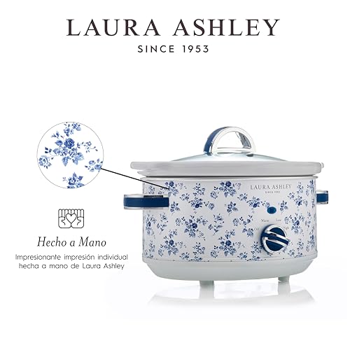 Miniatura 5 de Olla De Cocción Lenta Laura Ashley 6.5l Con Estampado China Rose By Vq - Olla Lenta Para 8-10 Personas - Olla Electrica Lnergéticamente Eficiente Con 3 Ajustes De Calor - Arrocera Con Tapa De Cristal