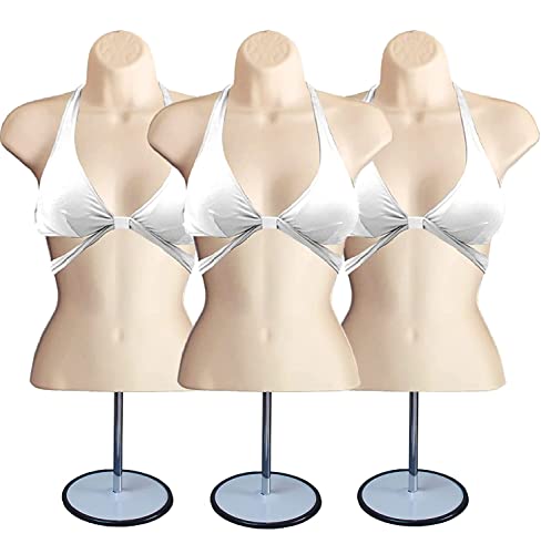DisplayTown female mannequin torso with stand (set of 3)