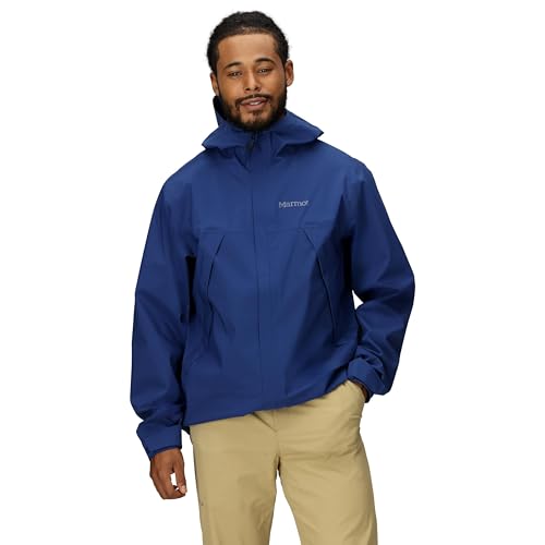 Marmot Hombre PreCip Eco Pro Jacket Chaqueta impermeable, chubasquero ligero con capucha, cortavientos, cortavientos transpirable, Óptimo para correr y hacer senderismo, Twilight Blue, S