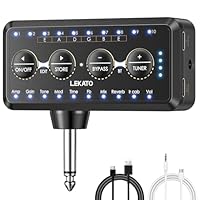 Mini-Gitarrenverstärker mit Effekten,LEKATO wiederaufladbarer Gitarren-Kopfhörerverstärker mit Stimmgerät,verzögertem Nachhall Chorus Phase Overload Distortion Composite Effekt