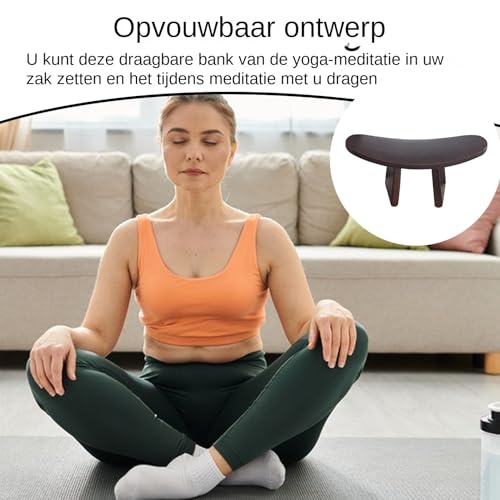 Meditation Stool, Prayer Kneeling Chair, Wooden Ergonomic Folding Bench, Supportive Seat Cushion for Kneeling, Mindfulness, Practices, Church, Worship, Home, Spiritual, Gatherings - Afbeelding 3