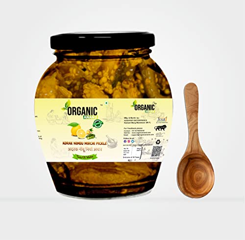 Image of Organic Anand Homemade Ginger Lemon Green Chilli Mix Pickles 350gram Khatta Mix Ghar ka Achaar Flavourful, Delicious, Traditional Taste