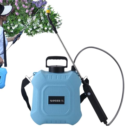 バッテリー駆動の噴霧器 - 5L ガーデンポンプ、ABS ヤードツール、伸縮式杖調節可能なノズルポータブル散水装置 | USB充電タンク、花や植物、毎日の芝生のメンテナンス用