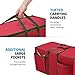 ZOBER Large Christmas Ornament Storage Box - Stores 128 Ornaments W/Dividers - Non-Woven, Durable Christmas Storage Containers - Dual Zipper - Red