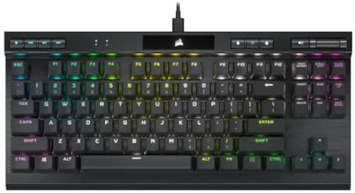 Corsair Teclado para jogos K70 RGB TKL CHAMPION série Tenkeyless óptico-mecânico (teclas OPX RGB, teclas PBT Double-Shot, cabo USB-C destacável) QWERTY, NA Layout - Preto