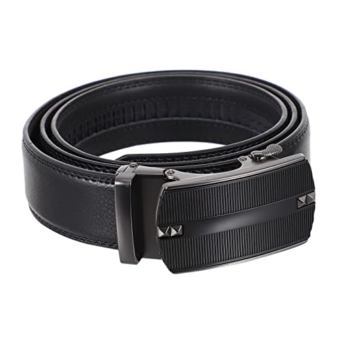 PartyKindom 1pc Men Automatic Buckle Leather Belt Stylish Business Waist Strap for Men Easy to Use Versatile Design for Daily Wear Husband Dad Boyfriend