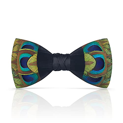 Image of Feather Bow Ties for Men Original Luxury Elegant Wedding Bow Tie Pre-Tied Handmade Mens Bowties for Tuxedo