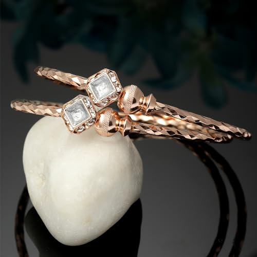 Rose Gold-Plated Peacock Kada Bracelets Set