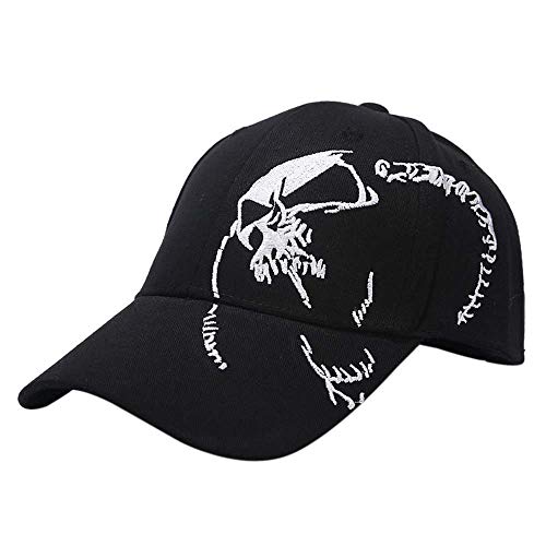 Kangqifen Skull Embroidered Baseball Cap Casual Hats Visor for Men Women(Black)