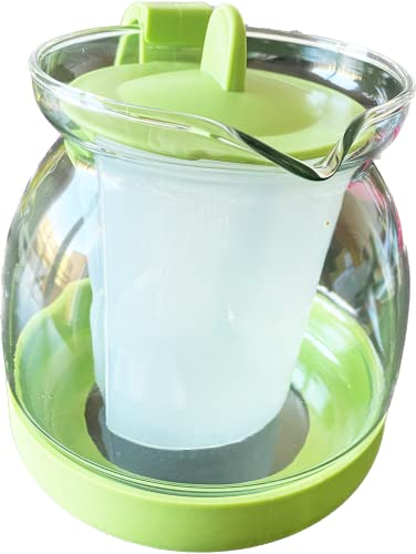 Generic Brand Glass TEAPOT with 750 ml Capacity, Filter for Loose Tea Infuser, Microwave Friendly, Green - Image 2