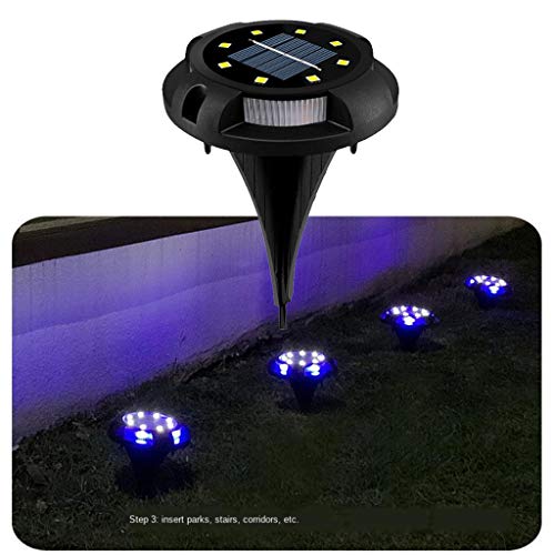 #N/A 1pc 8-LED Solar Power Buried Light, Waterproof Under Ground Lamps Outdoor Path Way Garden Decki