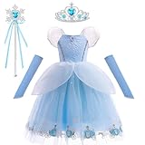 [Agture] シンデレラ風 コスプレ 子供 シンデレラ風 ドレス プリンセス 子供 お姫様 ドレス ハロウィン コスプレ 女の子 キッズコスチューム 誕生日ギフト パーティー 七五三 撮影 クリスマスサプライズ 小物付き
