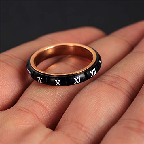 Image of PAURO Unisex Stainless Steel Roman Numerals Spin Worry Ring for Anxiety