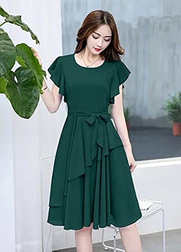 Image of GG Fashion Women's Fit and Double Flare Knee Length Dress